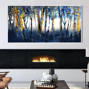 Cobalt Forest Canvas Art Clock Canvas