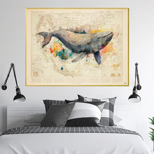 Color Whale Canvas Art Clock Canvas
