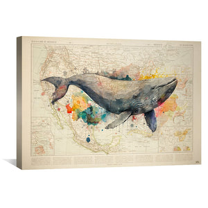 Color Whale Canvas Art Clock Canvas