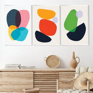 Colorful Abstract Shapes Canvas Art Clock Canvas