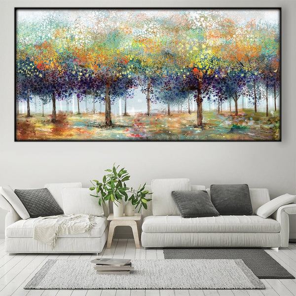 Colorful Forestry Easy Build Frame Posters, Prints, & Visual Artwork Easy Build Frame & Fabric Print / 40 x 20in Clock Canvas