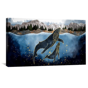 Cosmic Cetaceans Canvas Art Clock Canvas