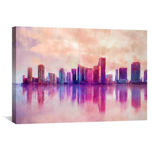 Cotton Candy Skyline Canvas Art Clock Canvas