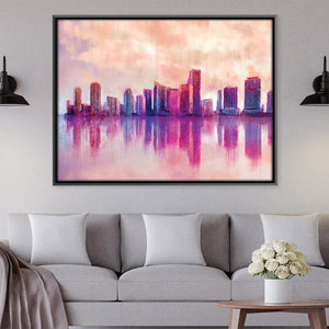 Cotton Candy Skyline Canvas Art Clock Canvas