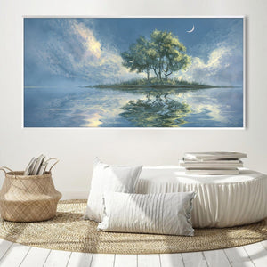 Crescent Light Island Canvas Art Clock Canvas