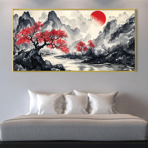 Crimson Haiku Canvas Art Clock Canvas