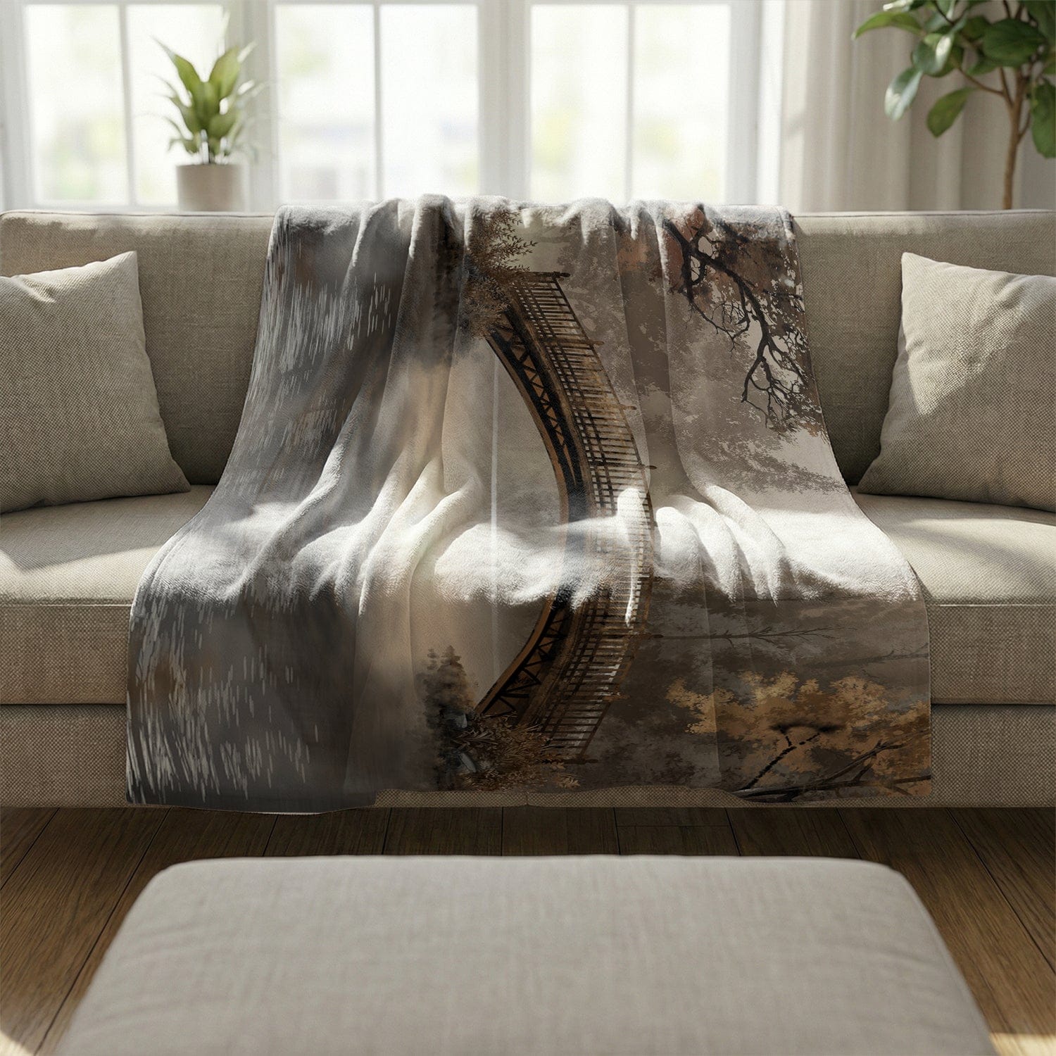 Crossing Still Waters Blanket Blanket Clock Canvas