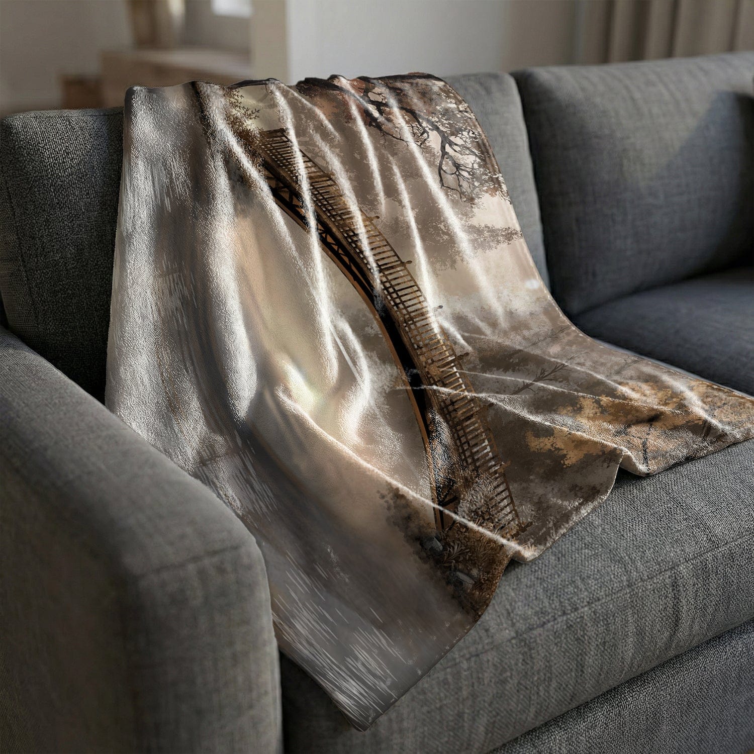 Crossing Still Waters Blanket Blanket Clock Canvas