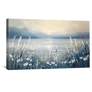 Daisies by the Lake Canvas Art Clock Canvas
