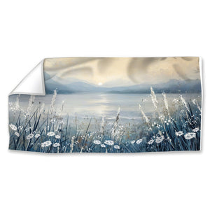 Daisies by the Lake Easy Build Frame Posters, Prints, & Visual Artwork Fabric Print Only / 40 x 20in Clock Canvas