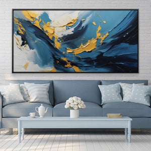 Deep Abstract Blue Canvas Art Clock Canvas