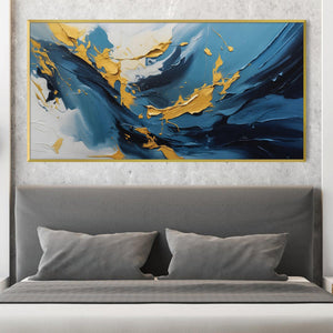 Deep Abstract Blue Canvas Art Clock Canvas