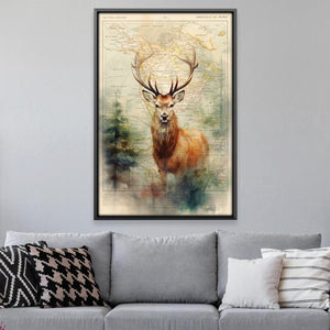 Deer in the Forest Canvas Art Clock Canvas