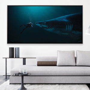 Diver and Shark Canvas Art Clock Canvas