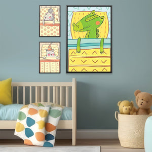 Dreamland Buddies Canvas Art Set of 3 / 12 x 18in / Canvas Clock Canvas