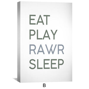 Eat Play Rawr Sleep Canvas Art Clock Canvas