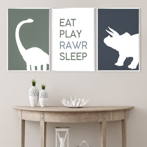 Eat Play Rawr Sleep Canvas Art Clock Canvas