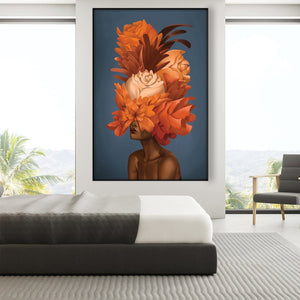 Empowered Woman B Easy Build Frame Art Easy Build Frame & Fabric Print / 24 x 36in Clock Canvas