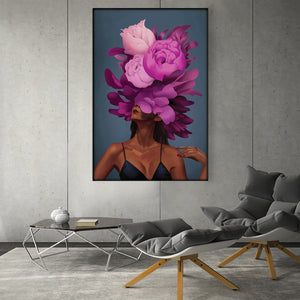 Empowered Woman C Easy Build Frame Art Easy Build Frame & Fabric Print / 24 x 36in Clock Canvas