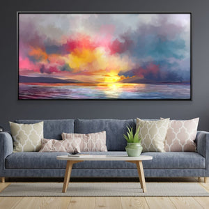 Euphoric Horizon Canvas Art 50 x 25cm / Unframed Canvas Print Clock Canvas