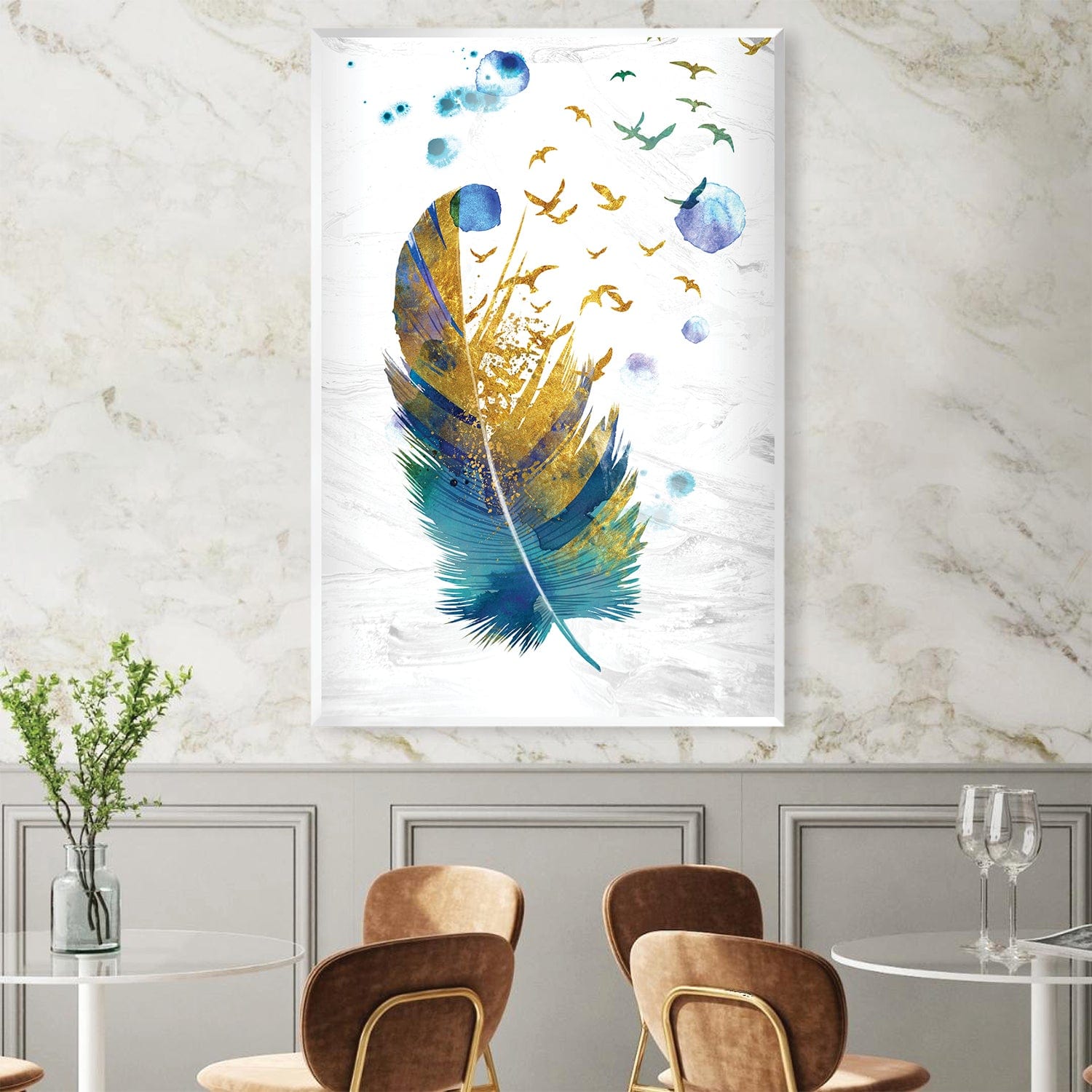 Feathered Strokes Canvas Art Clock Canvas