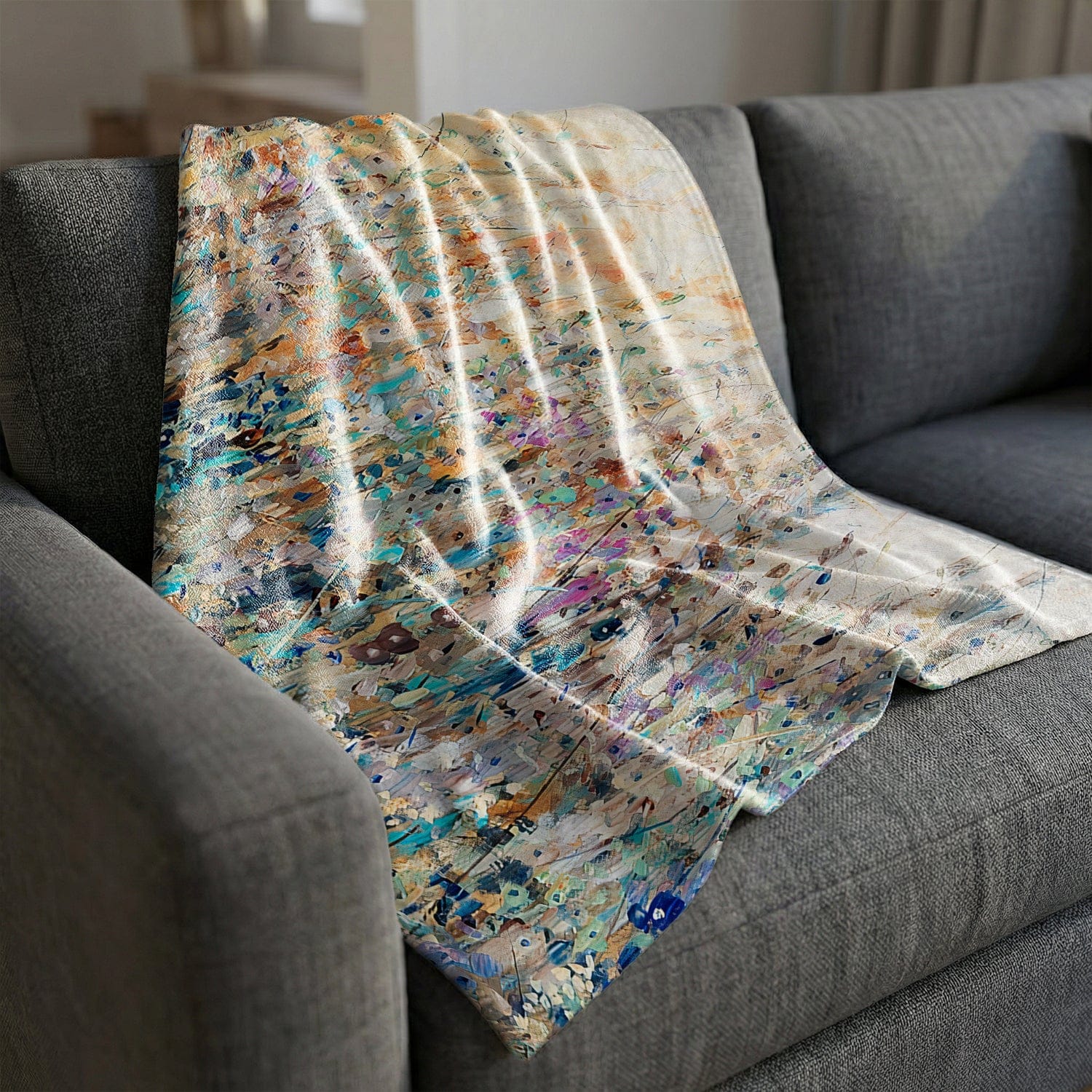Field of Floral Blanket Blanket Clock Canvas
