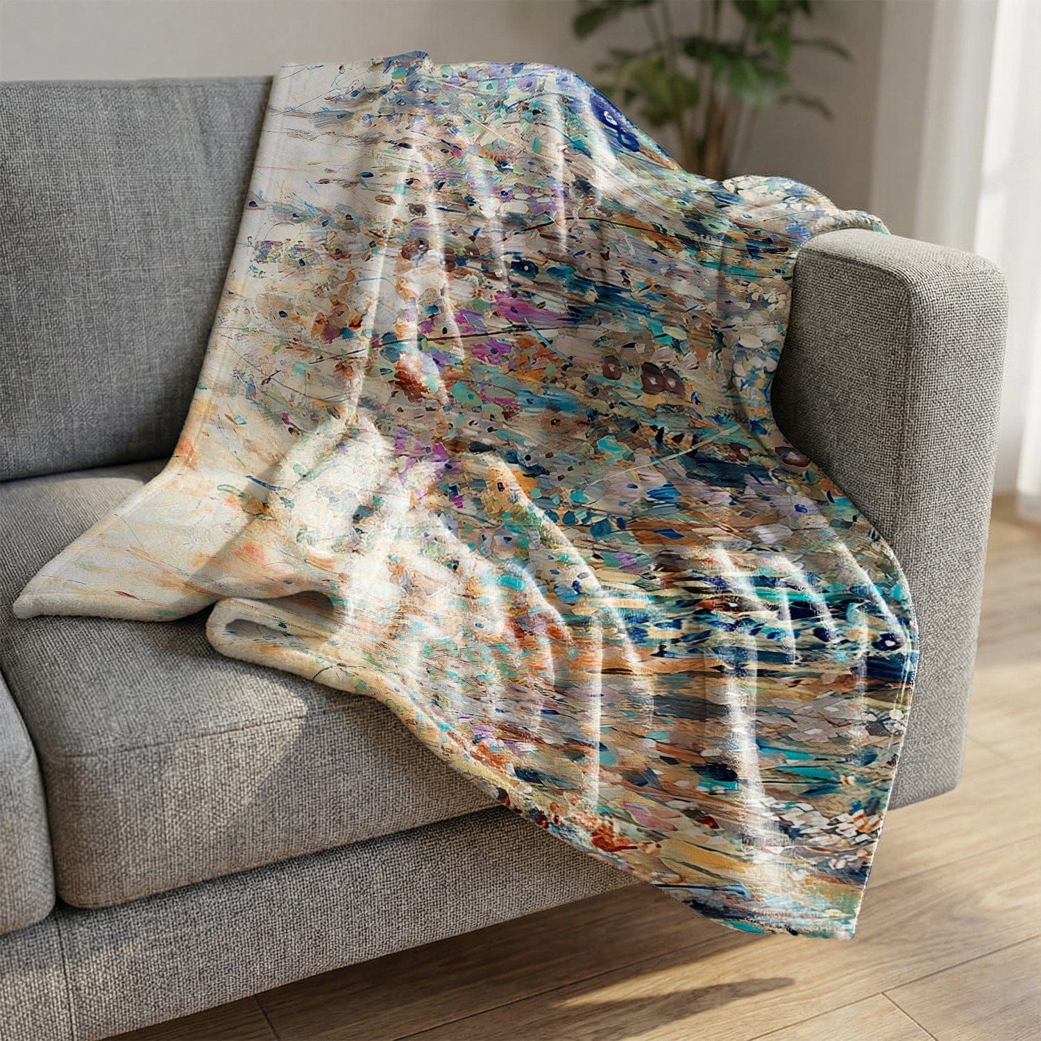 Field of Floral Blanket Blanket Clock Canvas