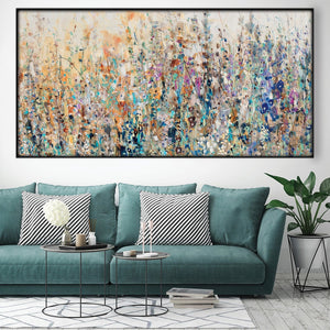 Field of Floral Easy Build Frame Posters, Prints, & Visual Artwork Easy Build Frame & Fabric Print / 40 x 20in Clock Canvas