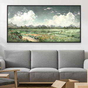 Fields Before the Peaks Canvas Art 20 x 10in / Canvas Clock Canvas