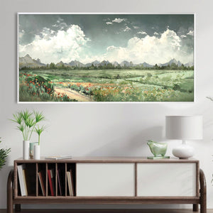 Fields Before the Peaks Canvas Art Clock Canvas