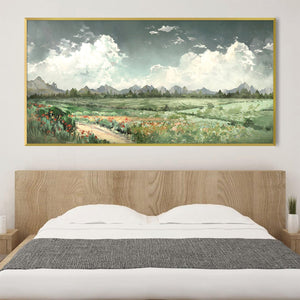 Fields Before the Peaks Canvas Art Clock Canvas