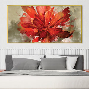 Fiery Petal Bloom Canvas Art Clock Canvas