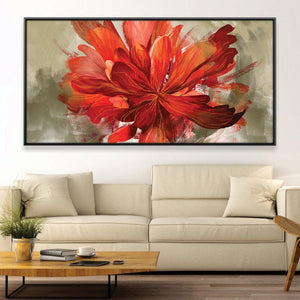 Fiery Petal Bloom Canvas Art Clock Canvas