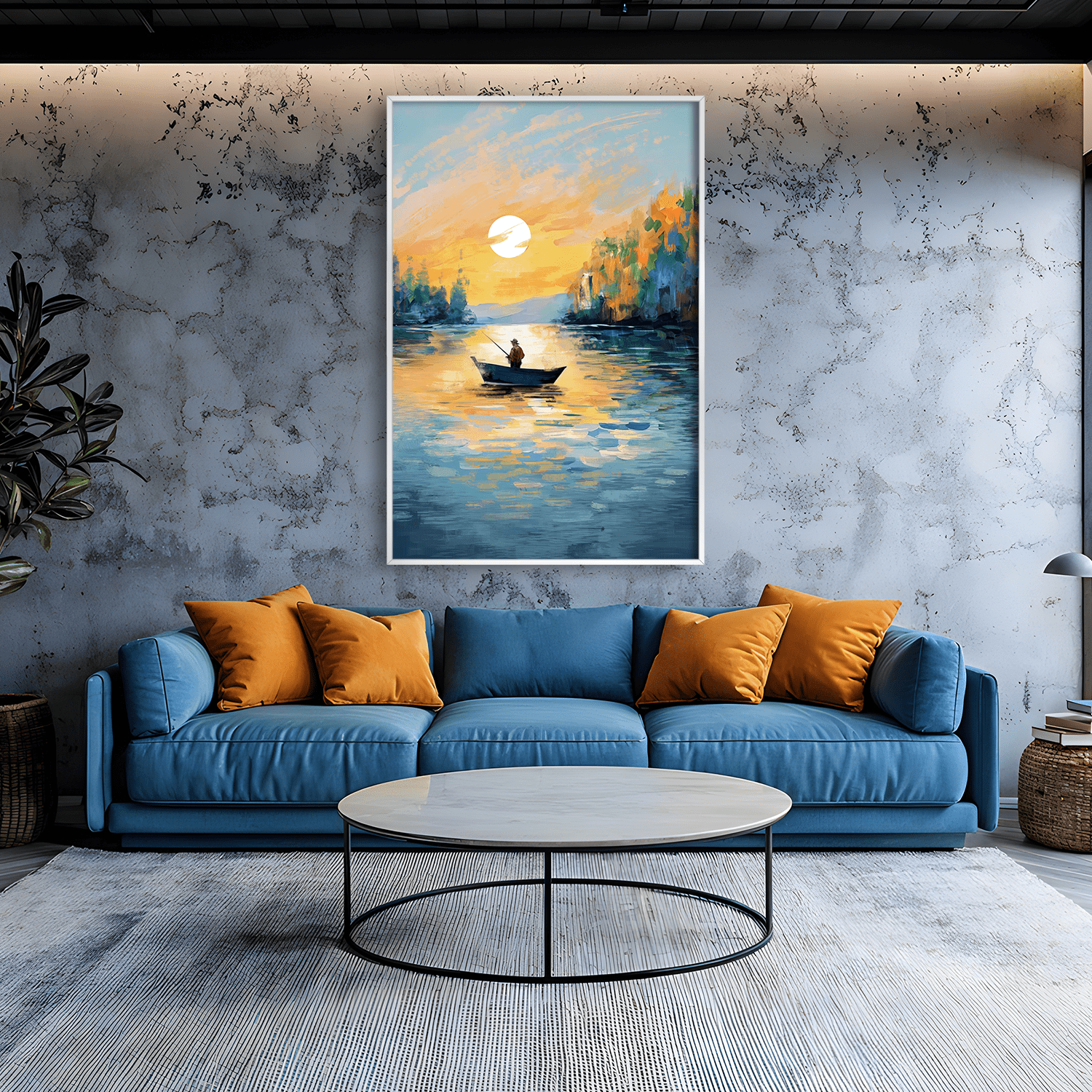 Fisherman’s Dusk Canvas Art Clock Canvas
