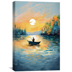 Fisherman’s Dusk Canvas Art Clock Canvas