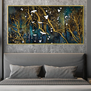 Flocking Abstract Canvas Art Clock Canvas