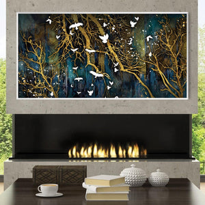 Flocking Abstract Canvas Art Clock Canvas