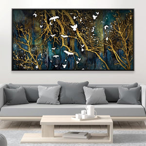 Flocking Abstract Canvas Art Clock Canvas