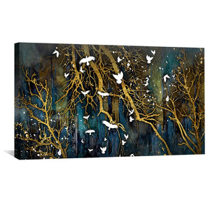 Flocking Abstract Canvas Art Clock Canvas