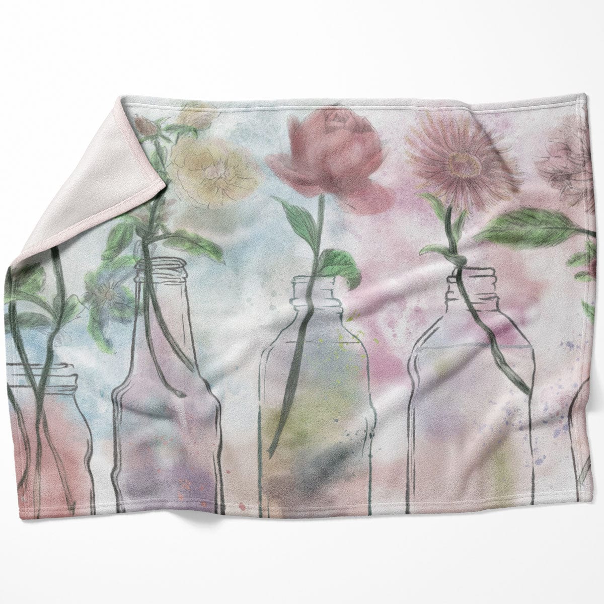 Floral Bottles Blanket Blanket 75 x 100cm Clock Canvas