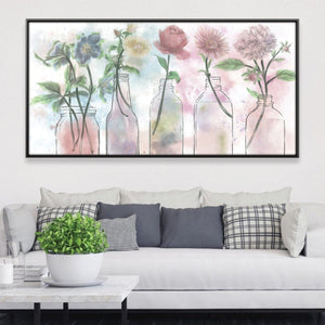 Floral Bottles Canvas Art 50 x 25cm / Framed Prints Clock Canvas