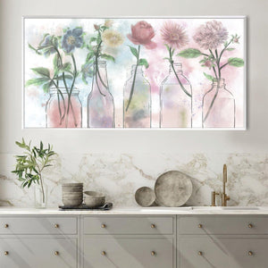 Floral Bottles Canvas Art Clock Canvas