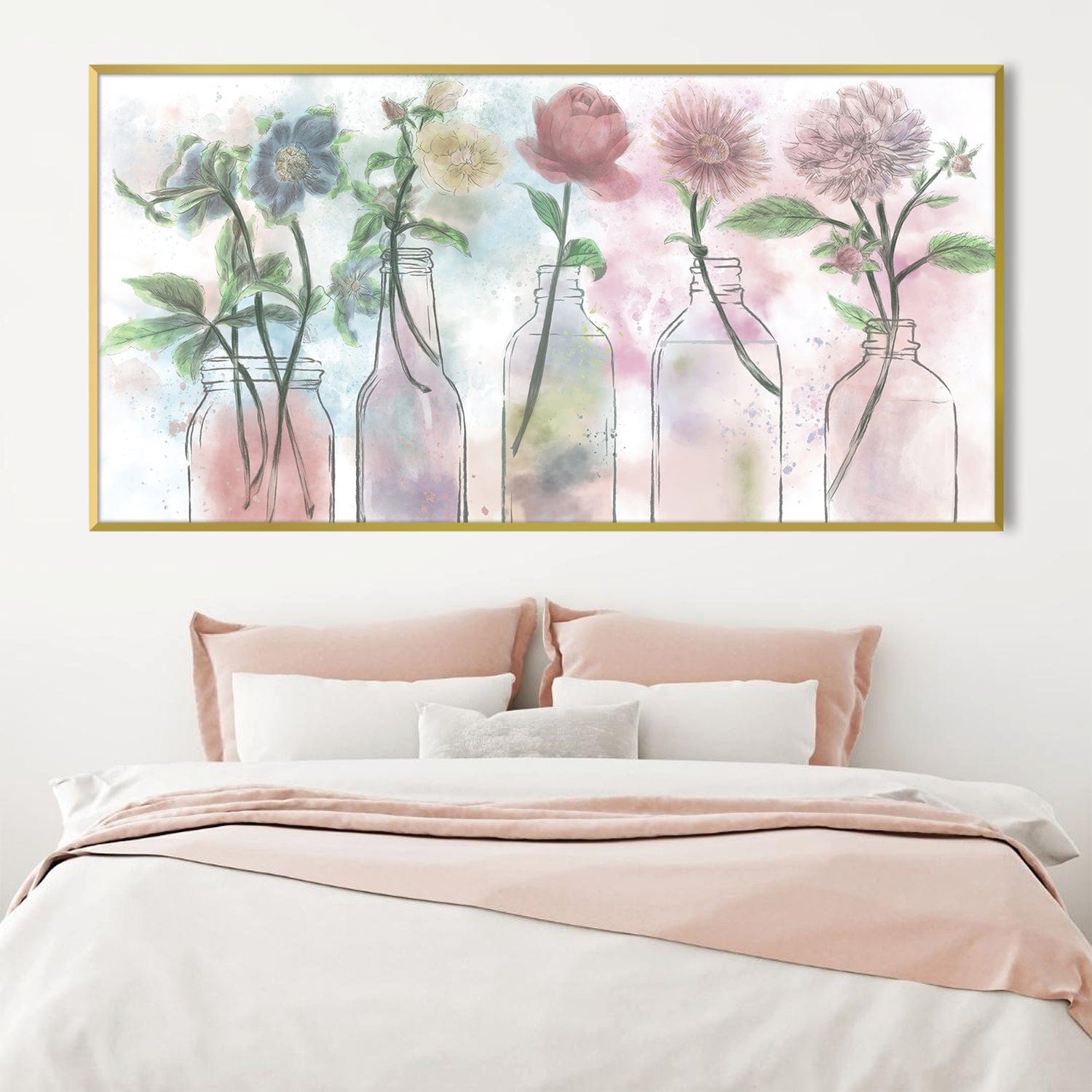 Floral Bottles Canvas Art Clock Canvas