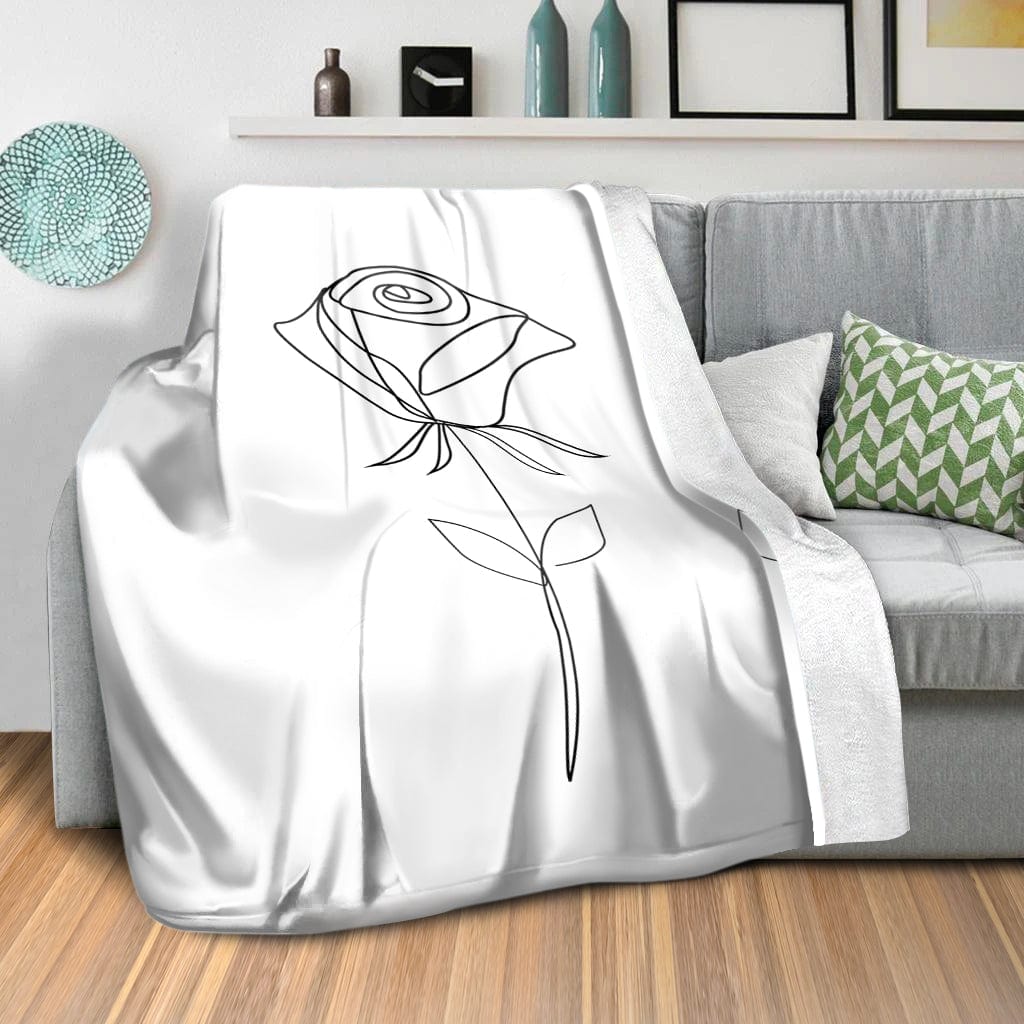 Flower Lines C Blanket Blanket Clock Canvas