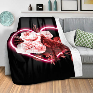 Flower Neon Blanket Blanket Clock Canvas
