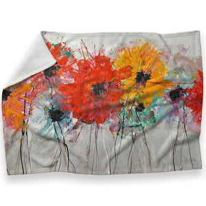 Flowers on the Slate Blanket Blanket 30 x 40in Clock Canvas