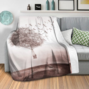 Flying Dandelion Blanket Blanket Clock Canvas