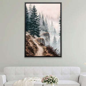 Fogbound Evergreens Canvas Art 12 x 18in / Canvas Clock Canvas