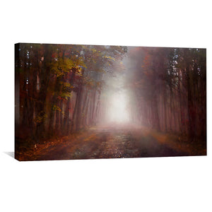 Foggy Forest Path Canvas Art Clock Canvas