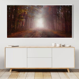 Foggy Forest Path Canvas Art Clock Canvas